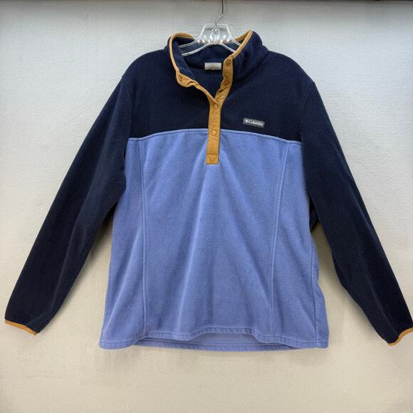 Columbia Tops - Columbia Pullover Fleece Women's XXL Blue Brown Fleece  Snap up